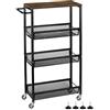 LIANTRAL Carrello a 4 livelli, carrello cucina stretto, ripiano di nicchia su ruote con piano tavolo in legno, Mensola cucina e ripiano bagno per piccole stanze, cucina, bagno, ufficio