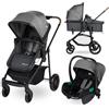 Bebeconfort Haze Trio Passeggino per bambini 0-4 anni, max 22 kg, Passeggino Leggero e Compatto, Seduta Convertibile in Navicella, Seggiolino Auto i-Size, Coprigambe e parapioggia, Tinted Stone