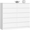 LBSIGN Cassettiera Credenza 140x40x120 Cm 10 Cassetti Artika Bianco Opaco