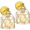 PETITES ECREVISSES 2 pezzi Applique da Parete Industriale Vintage Lampade da Parete Interno Lampada a Muro E27 in Metallo Design Gabbia 16CM Ruotabile Luce da Camera da Letto Soggiorno Corridoio