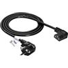 Akyga AK-PC-02C Cavo di alimentazione per PC Monitor Stampante Proiettore TV Console Gioco Cavo di alimentazione 3 Poli Angolo IEC C13 EU CEE 7/7 1,5 m, Cavo per dispositivi freddi nero, Cu 100% rame,