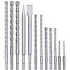 kwb 240290 Set di scalpelli a martello SDS-Plus, set di punte per pietra e cemento da 12 pezzi in valigetta di plastica, set di punte e scalpelli