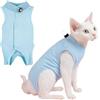 KAIYAYA 2-4kg Body post Operatorio Gatto, Impedire Leccaretuta Professionale per Degenza Cat Recupero Vestito, Tutina Gatto post Operatoria per Ideale Ferite Addominali o Malattie Cani e Gattii (blu)