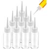 LLOUSSAK 10 bottiglie da spremere da 50 ml, in plastica trasparente, bottiglie liquide, bottiglie vuote, piccole bottiglie da spremere con 10 teste per liquidi, colla, condimenti, salse e oli