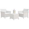 DEODATO Salotto da giardino effetto rattan bianco 2 posti con tavolino 'Dolcefarniente' set 3 pz