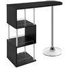 WOLTU Tavolo da Bar con 3 Ripiani con Portabottiglie Vino, Bancone per Cucina in Metallo & MDF, Tavolo Alto per Home Bar, Cucina, 113 x 40 x 105 cm, Nero