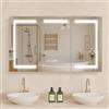 VEVOR Armadietto per Medicinali Illuminato con Specchio 100 x 60 cm da Incasso o da Parete con LED Dimmerabile a 3 Colori Funzione di Memoria, Mobiletto Porta Medicine da Bagno