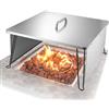 VEVOR Deflettore di Calore per Braciere 645 x 645 x 370 mm Deflettore per Braciere da Falò in Acciaio Inox, Forma di Quadrata, per Campeggio, Legna, con 4 Gambe Pieghevoli e Maniglia per Trasporto