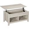 HOMCOM Tavolino rettangolare con piano sollevabile, 2 scomparti aperti, pannello truciolare 105 x 50 x 49 cm - rovere