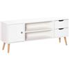 HOMCOM Mobile TV Moderno in Legno Bianco, Mobile Porta TV di Design per TV Max. 50" 120x28x44cm