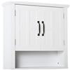 Homcom Mobiletto da Parete 2 Ante con Ripiano in Legno per Cucina Bagno, Bianco 60x19.8x58cm