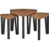 Homcom Set di 3 Tavolini da Caffè Stile Scandinavo con Gambe in Acciaio e Finitura Noce