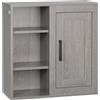 kleankin Pensile Bagno con 3 Ripiani Aperti e Armadietto in Legno Truciolare, 48x20x50cm, Grigio|Aosom