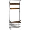HOMCOM Appendiabiti da Terra in Stile Industriale con Scarpiera (3 Ripiani/8 Ganci) Legno MDF e Metallo, 72x34x185cm