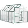 Outsunny Serra da Giardino in Policarbonato 190x375x199cm, con Finestra Apribile e Porta Scorrevole, Struttura in Alluminio, Verde
