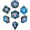 CRITALLIC Sharp Edge - Set di 7 dadi poliedrici con nucleo liquido, fatti a mano, per giochi di ruolo da tavolo come Dungeons and Dragons