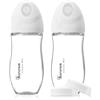 Hararum Biberon in Vetro, Anti-coliche, 240 ml, 3+ Mesi, Flusso medio (M) con Tettarella simil-seno, senza BPA, Confezione da 2 - Bianco