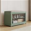 BAKAJI Scarpiera con Seduta e 2 Scomparti Interni Salvaspazio, Mobile Panca Porta Scarpe con Anta Trasparente e Base Antiscivolo per Ingresso, Camera da Letto, Ingresso 70 x 32 x 45 cm (Verde)