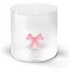 WD Lifestyle - Bicchiere in Vetro Borosilicato 250ml con Soggetto in Vetro Colorato Interno (Fiocco Rosa)