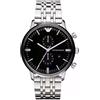 Emporio Armani Orologio da uomo, movimento cronografo al quarzo, cassa in acciaio inossidabile 43 mm e bracciale in acciaio inossidabile, AR0389, Tono Argento e Nero, 43 mm