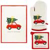 Excelsa Ready For Christmas Set 3 Pezzi Tessile Cucina, Guanto da Forno, Presina e Canovaccio, 100% Cotone, Imbottitura Poliestere