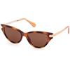 Max&Co. MO0101 Occhiali da Sole Donna, Occhiali da Sole in Metallo Leggeri ed Eleganti, Custodia Inclusa, Forma Lente Gatto, Lenti Marrone, Havana Scuro
