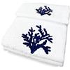 Tex family Set asciugamani in puro cotone made in italy (Corallo blu)
