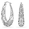 LeCalla Orecchini a cerchio in filigrana a cerchio ovali a scatto in oro bianco 14 carati placcato in argento sterling 925, leggeri, Argento sterling Oro bianco, Nessuna pietra preziosa, HP184708RH