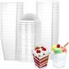 Hejo 50 Pezzi Dessert Bicchieri con Coperchio,160ml Riutilizzabili Bicchieri per Dessert,Ciotoline Monoporzione per Dolci con 50 Cucchiai,Quadrate Coppette Gelato Macedonia Budino