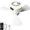 BORDEAG Ventilatore da campeggio con luce, ventilatore da campeggio USB con telecomando, ricaricabile, 8000 mAh, ventilatore da soffitto portatile, pala del ventilatore rimovibile, ventilatore da tenda con