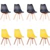 HJhomeheart Set di 8 Sedie Sala da Pranzo, Gambe in Legno Massello, Rivestimento Sfoderabile, Cucina, Moderne (Nero+Giallo-8)