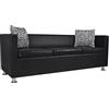 Refined Divano 3 Posti in Pelle Artificiale Nero Divanetto Sofà Poltrona Arredo
