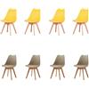 HJhomeheart Sedie Sala da Pranzo, Set di 8 Sedie, Gambe in Legno Massello, Rivestimento Sfoderabile, Sedie Cucina, Sedie Moderne (Beige+Giallo-8)