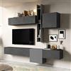 REDÒKASA Parete Attrezzata Made in Italy Infinity con mensola verticale/orizzontale, 3 elementi orizzontali, 2 cubi, design moderno ideale per soggiorno, sala da pranzo, cucina (Kit 12 - Ardesia/Piombo)