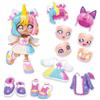 Bandai - Animakii Unicorno e Pipistrello - Set Bambola Personalizzabile - 1 Bambola, 4 Visi, 2 Acconciature, 2 Outfit, 2 Paia di Scarpe - Giocattolo Creativo dai 5 anni in su - HEA26348