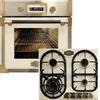Kaiser Forno a pirolisi EH 6427 Avorio + KG 6325 ElfEm, retrò pirolisi da incasso, 73 l, vetro color elfebe, 60 cm + fornello a gas da incasso retrò, 60 cm, impero, smaltato, avorio, 3,8 Kw WOK