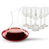 Ma Maison Set Decanter 1,6 lt per il Vino + 6 Calici in Vetro 300cc -Caraffa di Vetro Resistente - per Vino Rosso Vino Bianco Forma Particolare Idea Regalo