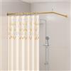 Yampos Asta per tenda da doccia angolare a forma di L, 99,1 cm - 175,3 x 175,3 cm - 215,3 cm - 215,3 cm regolabile 90 gradi curva per bagno, barra quadrata senza abbassamento, con 12 ganci e supporto