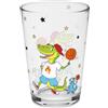 GRUSS & CO Bicchiere con motivo Dino, in vetro stampato, altezza 10,8 cm, diametro 6,8 cm, volume 22 cl, regalo per bambini, ragazzi, ragazze, Natale, compleanno, 74106