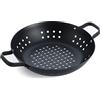 Merten & Storck Carbon Steel Barbecue Wok in Acciaio al Carbonio Pre-Stagionato, 30 cm, Grill, Cucina all'aperto, Barbecue, Nero