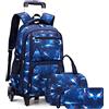 HTgroce Zaino Bambina Scuola Elementare Zaino Bambina Zaino con Ruote,Borse per Scuola Ragazza con Borsa Porta Pranzo Astuccio Bambina 3 in 1.