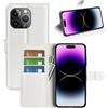 BOCTECH Cover per Apple iPhone 15 Pro Max, Custodia a Libro Portafoglio in Pelle PU e Silione Morbido con Porta Carte, Magnetica e Supporto Flip Case Antiurto per Apple iPhone 15 Pro Max, Bianco