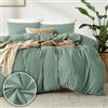 puredown 1PCS Copripiumino Matrimoniale 250 x 200+ 2PCS Federe in Microfibra 50x80cm, Set di Copripiumino Monocromatica per Letto Matrimoniale, Traspirante, Morbida, Oeko-Tex, Verde