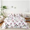 Homebliss Set Lenzuola Una Piazza e Mezza in Microfibre 120x190/200cm, Completo Lenzuola Letto con 1 Federe 50x80 in Stampa, Lenzuola Sopra e Lenzuolo con Angoli, Comfort e Morbidezza, Fiori