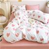 LOMUG Biancheria da letto 135 x 200 cm, stile romantico, bianco con cuori rosa, copripiumino in microfibra, copripiumino matrimoniale con federe da 80 x 80 cm, copripiumino singolo reversibile con