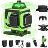 Vusddy Livella LaseR 4D 360 °,16 Linee Orizzontale E Verticale,Livella Laser Verde Autolivellante,2 * 6000Mah Batteria Ricaricabile,App/Telecomando Controllo,Laser Multifunzione Con Base
