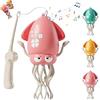 RuiDay Giocattolo a forma di polpo danzante, Polpo Danzante con LED e Musica,Evitamento Automatico degli Ostacoli e Strisciamento,Polpo Ballerino Elettrico per Bambini (Rosa (con canna da pesca))