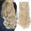 S-noilite Set 8pcs Clip in Hair Extensions Extension Clip Capelli Veri Testa Piena 18Clips Parrucchino 60cm Riccio Candeggina bionda