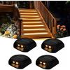 maolo Faretti Segnapasso Solari LED 3000K - Kit 4 Pezzi, IP54, 10 Lumen, Ricarica Solare, Luce Calda per Scale, Giardini e Vialetti, Nero, Autonomia fino a 12 Ore