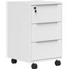 HOMCOM Cajonera da Scrivania con 3 Cassetti Ruote Serratura e 2 Chiave per Studio Soggiorno 40x40x63,5 cm Bianco | Aosom Italy